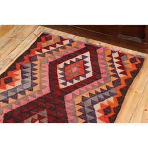 พรมตุรกีขนาด 2.7x13 ฟุต, พรมคิลิมวินเทจ, พรมเปอร์เซียสีแดงทำจากขนสัตว์ - Product Image 5