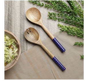 Juego de utensilios de cocina y cocina de madera de bambú de 6 piezas al por mayor hecho en La India Incluye juego de servidor de ensalada de madera - Product Image 4