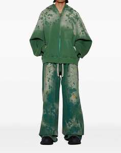 Ensemble deux pièces délavé Vintage Jogging jambe droite 100% coton éponge française lavage à l'acide pantalon de survêtement et ensemble à capuche - Product Image 1