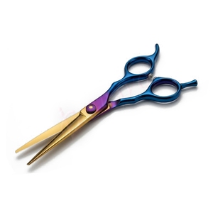 Premium Barber Scissors Three Tone Titanium Barber Scissors Professional Hair Cutting <b>Shears</b> Salon Hairdressing <b>Tool</b> - Product Image 1