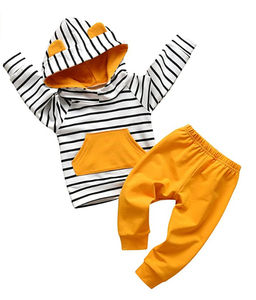 Conjunto de Sudadera con capucha para bebés de alta calidad, chaqueta a rayas, pantalones, conjunto de manga larga con capucha, Tops, chándal, pantalones, conjunto de traje para niños - Product Image 4