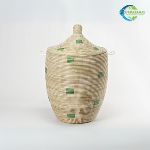 Panier à linge en jonc de mer vietnamien tissé, organisateur de linge fait main de haute qualité pour toute maison, plusieurs tailles, personnalisation - Product Image 5