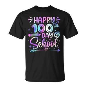 Camiseta de Regalo Promocional para Maestras: Feliz 100 Día de Clases, 100 Días de Enseñanza - Product Image 1
