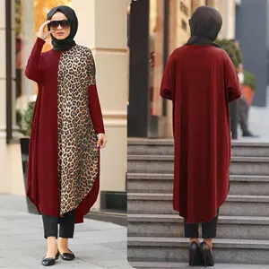 Luxury Wear Islamic Muslim Wear Organic Soft Stretchable Jersey Printed Women Tunic Top Abaya Dress