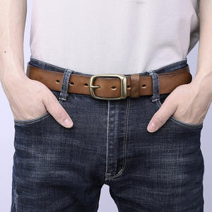 เข็มขัดหนังแท้สไตล์วินเทจสำหรับผู้ชาย หนังฟูลเกรน กันน้ำ ระบายอากาศ หัวเข็มขัดเหล็ก แบรนด์สั่งทำ โรงงานขายส่ง - Product Image 3