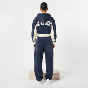 Conjunto Deportivo de 2 Piezas para Mujer Ma-Attiera, Sudadera con Capucha y Pantalones, Tejido de Punto, Manga Larga, Corte Regular, Cinturón Bordado, Estilo Vintage - Product Image 2