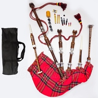 Funda Artesanal para Gaita de Foles de Tartán Real Stewart, de Acero Inoxidable y Madera - Accesorio para Instrumento Musical Escocés