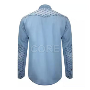 Vente en gros de chemise en jean pour hommes 2025 conception personnalisée bas quantité minimale de commande pas cher prix chemise en jean pour hommes - Product Image 2