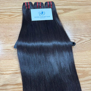 Vente en gros 100% extensions de cheveux humains Remy alignés sur les cuticules du Vietnam trame vierge non transformée avec extrémité Super Double dessinée - Product Image 1