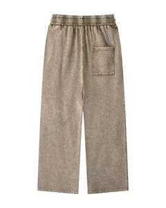 กางเกงวอร์มขากว้างของผู้ชายกางเกงวอร์มขากว้างทำจากผ้าเฟรนช์เทอร์รี่สไตล์วินเทจฟอกสี380gsm ตามสั่ง - Product Image 5