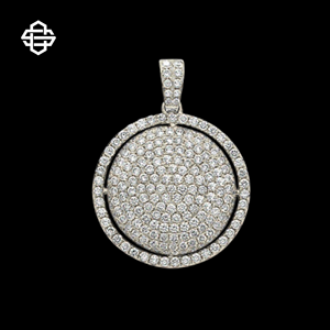 Hiphop Moissanite Iced Out colgante redondo oro rosa personalizado encanto Collar para hombres mujeres joyería Bling cadena cubana colgante - Product Image 5
