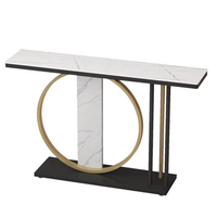 Table console avec plateau en marbre, fournisseur en gros, base métallique, mobilier de couloir pour les acheteurs de projets
