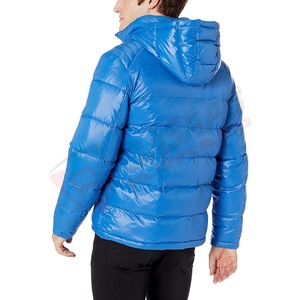 Vente en gros de vestes bouffantes en cuir brillant à capuche légères et respirantes avec logo personnalisé pour hommes - Product Image 2