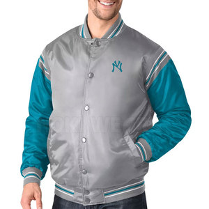 Unique Design Contrast Color Satin Letterman Winter Jacket High Quality Satin Letterman Jacket - Product Image 4