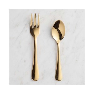 New Style Portugal Colorful Wedding Luxury <b>Mirror</b> <b>Gold</b> Black Handle Cutlery with <b>Gold</b> Plated Modern Salad Server Set - Product Image 4