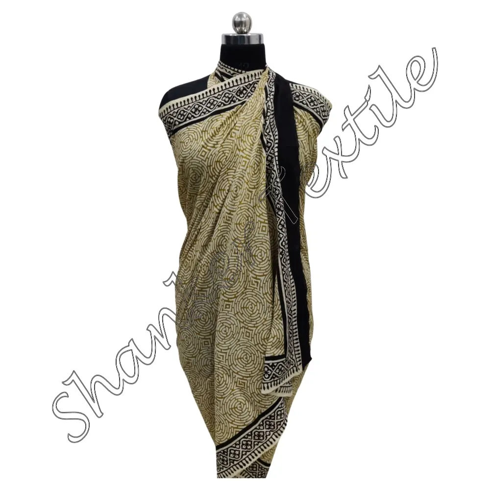 Indian Hand Block Print Sarong Pario Beautiful Handmade Cotton Sarong Scarf Womens Summer Beach Wear Cover Up Throw Beach Wrap