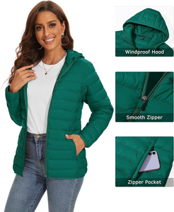 Veste matelassée à capuche pour femme à manches longues, élégante, matelassée, douce, rembourrée, design d'hiver, imperméable, respirante, en toile brute de coton - Product Image 5