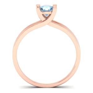 Anillo de Piedra Preciosa de Aguamarina de Corte Redondo de 0.5 Quilates con Nuevo Diseño REYES en Oro Rosa Sólido de 14K, Joyería Fina de Piedra Natal para Mujer - Product Image 4
