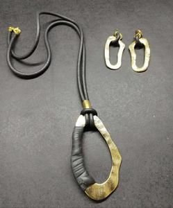Metal Pendant With Leather Work New Arrival Best Quality Necklace Set with Earrings Fashion Jewelry <b>Accessories</b> for Women - Product Image 1