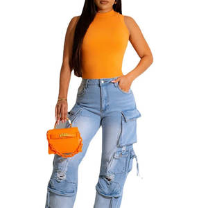 Pantalones Vaqueros Retro Y2K de Pierna Ancha y Corte Recto, Cintura Alta con Elasticidad y Bolsillos con Solapa - Product Image 3