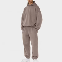 Personalizado en blanco liso Hip Hop peso pesado algodón liso Boxy Sudadera con capucha y pantalones 500gsm ropa chándal Unisex chándal para hombres