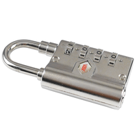 Cadenas de sécurité robuste à combinaison à 4 chiffres, en alliage d'aluminium et de zinc, finition chromée, à levier unique, avec clé de verrouillage