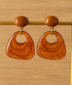 Venta al por mayor de moda pendientes de acero inoxidable chapado en oro multicolor resina círculo aro pendientes de moda joya geométrica - Product Image 3