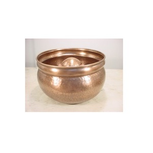 Bol de tuyau en cuivre fini martelé en or antique avec couvercle et bouton de conception d'oiseau pour la maison jardin arrosage des plantes bol de tuyau décoratif - Product Image 6