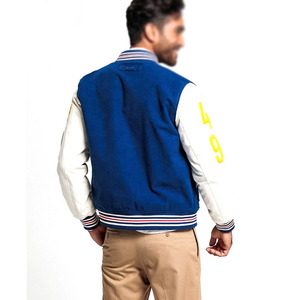 Fabricant OEM Veste en cuir universitaire de haute qualité College Letterman Patches de broderie personnalisés Hiver Toile Logo avant Hommes - Product Image 2