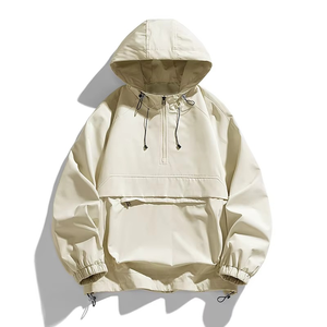 OEM venta al por mayor 2025 otoño hombres Casual al aire libre con capucha pulóver chaqueta cortavientos Estilo funcional fino espesor liso teñido - Product Image 1