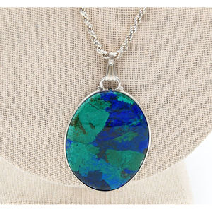 14K oro. 925 in argento Sterling corda catena rodio Azurite Malachite ciondolo con zircone Moissanite perle di diamante cristiani - Product Image 1