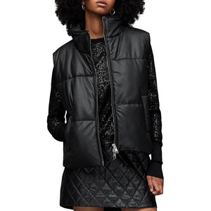 Femmes personnalisable sans manches imperméable hiver doudoune gilet respirant coton couleur unie Denim tissu décontracté en gros - Product Image 1