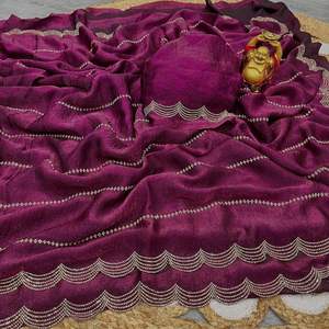 Buena calidad Crush Space Silk con Jarkhan Work Saree mujer moda fabricante y proveedor de la India al precio más bajo - Product Image 5