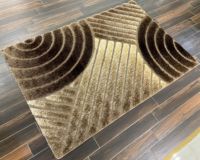 Flauschiger Gewebter Jacquard-Teppich mit Puzzlemuster, Moderner Türkischer Hochflor-Teppich aus Polypropylen, Mittlere Dicke, Rechteckig mit Jute-Rückseite, Shaggy