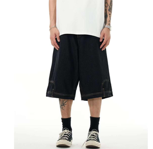 Pantalones cortos de algodón Hip Hop para gimnasio de tendencia de verano, pantalones cortos vaqueros holgados, ropa informal para hombre, pantalones cortos más cómodos, estilo único - Product Image 1