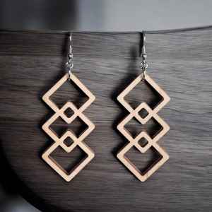 ต่างหูห่วงไม้ทรงสี่เหลี่ยมสไตล์วินเทจเครื่องประดับแฟชั่นทางศาสนาสำหรับผู้หญิงของขวัญงานหมั้นสำหรับงานเลี้ยง - Product Image 2