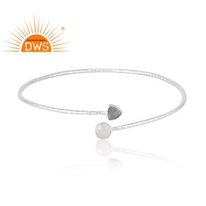 Meilleure vente 925 argent Sterling naturel arc-en-ciel lune et Labradorite pierres précieuses bracelet bijoux personnalisés pour les femmes cadeau pour elle - Product Image 1
