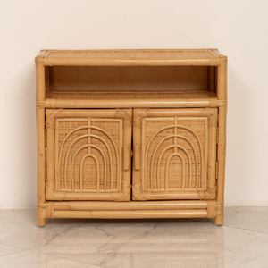 Armoire pour bébés en rotin naturel, armoire de rangement en tissu, motifs de signes de paix, commode en osier pour enfants - Product Image 2