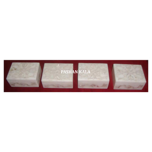 Joyero de forma Rectangular con incrustaciones de nácar blanco de mármol de alta calidad y al mejor precio para decoración del hogar y fines de boda - Product Image 1