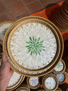 Bandeja de ratán estilo bohemio, ideal para aperitivos, café y decoración - Product Image 4