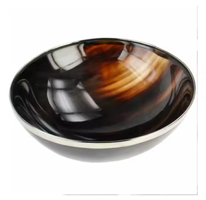 ชามฮอร์นแท้หรูหราขอบโลหะขนาดกลาง6ถ้วยโกนหนวดตกแต่งด้วยงานฝีมือรูปพระจันทร์เสี้ยว - Product Image 1