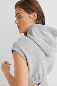 Ensemble sweat à capuche et pantalon de jogging pour femme en molleton bouclette brodé, haute qualité, design court sans manches, nouvelle mode, crop top à capuche - Product Image 4
