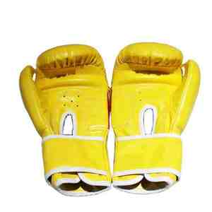Gants de boxe MMA en cuir de vachette et polyester respirant de haute qualité, impression jaune personnalisée, best-seller, entraînement en plein air - Product Image 3