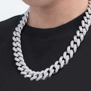 Iced Out Moissanite Diamond Cuban <b>Chain</b> Rose Gold Gold Plated 14mm 16-22 <b>Inch</b> Trendy Unisex Hip Hop Necklace - Product Image 3