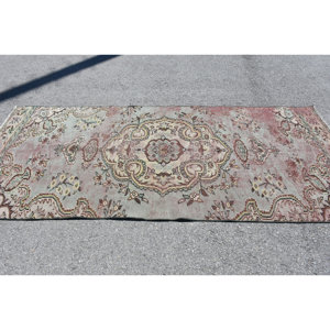 Alfombra de lana verde rosa Vintage 4,2X9,2 pies tejido plano turco patrón de retazos alfombra de sala de estar para decoración de adolescentes - Product Image 2