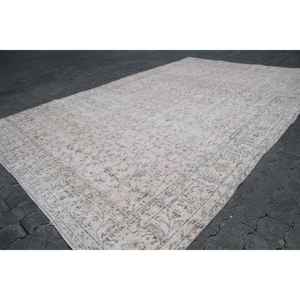 Alfombra Turca de 6.9x10.4 pies, Alfombra Vintage, Alfombra Blanca de Patchwork de Lana - Product Image 3