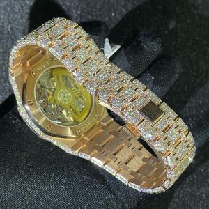 Montre en diamant ton jaune glacé complet de vendeur chaud, montre en diamant personnalisée pour hommes, montres automatiques avec livraison gratuite - Product Image 5