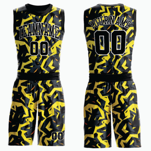 Shorts de basket-ball personnalisables jaunes/noirs, imprimés par transfert thermique, respirants, antibactériens, en polyester, vêtements de sport pour hommes - Product Image 1
