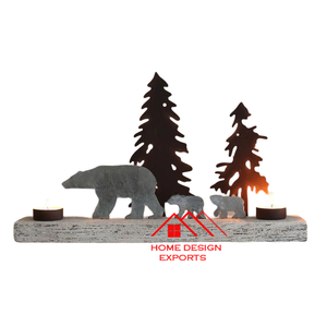 Decoración de mesa y Decoración de mesa Juego de diseño elevado de 2 portavelas de luz circular en acabado negro - Product Image 5