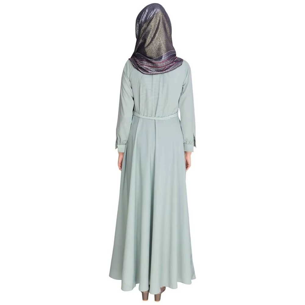 mint green dress muslimah Pastel Long Sleeve Modest Maxi With Waist Tie And Elegant Hijabi Styling Perfect For Muslim Women Pakistani bridal dresses